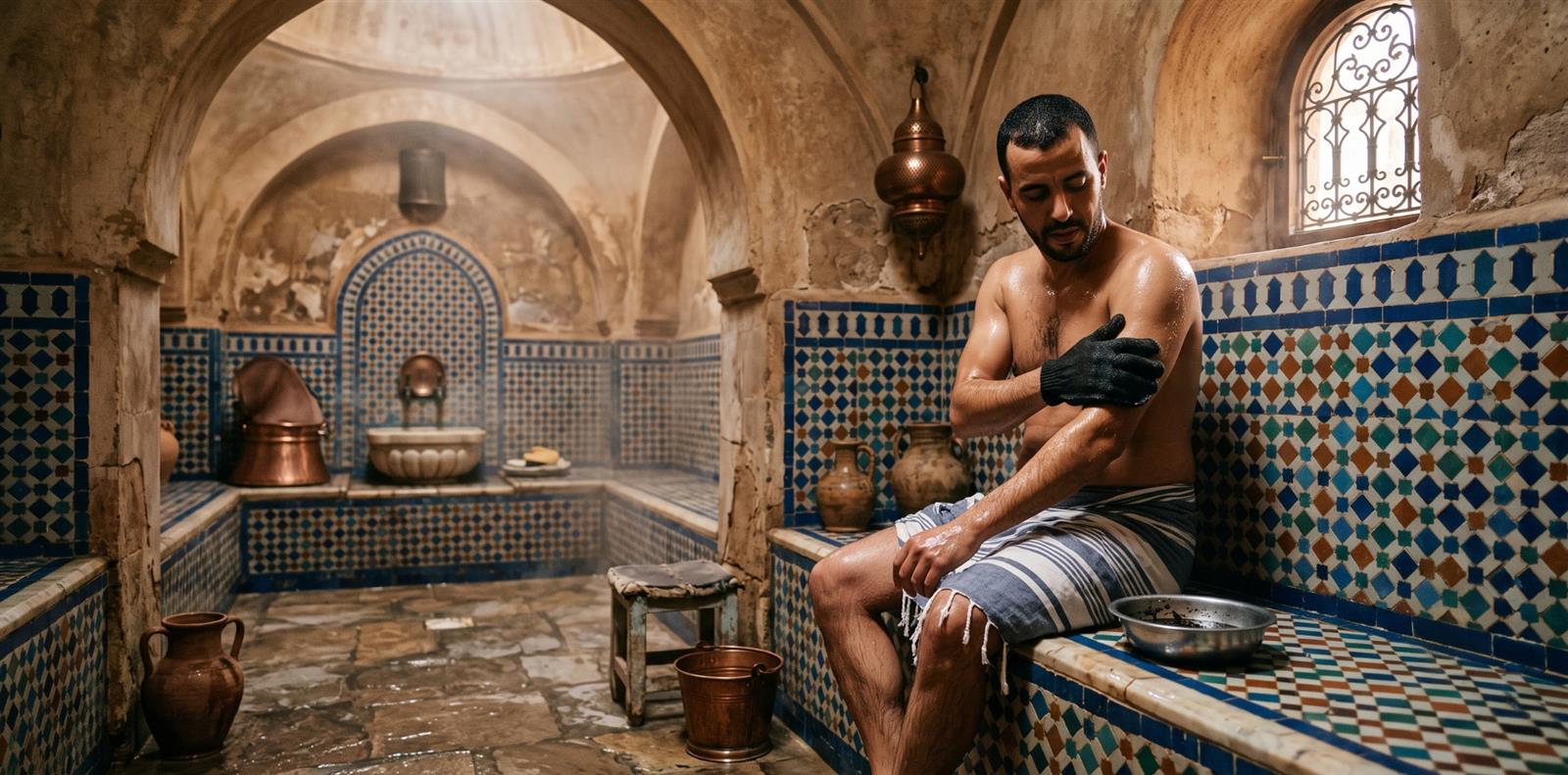 Traditional Moroccan bath hammam experience