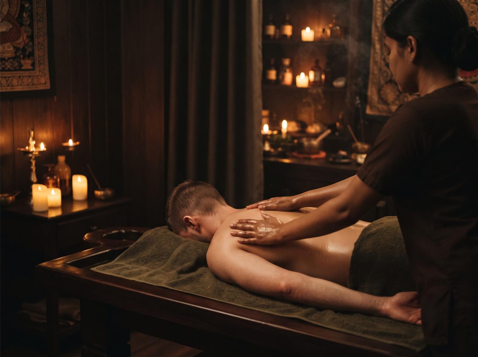 Ayurvedic massage warm herbal oil Doha Qatar