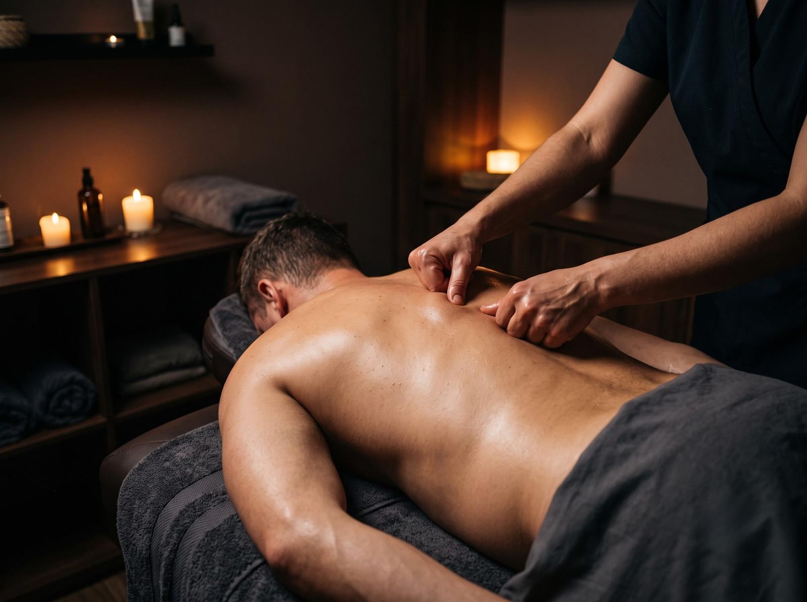 Deep tissue massage technique on back